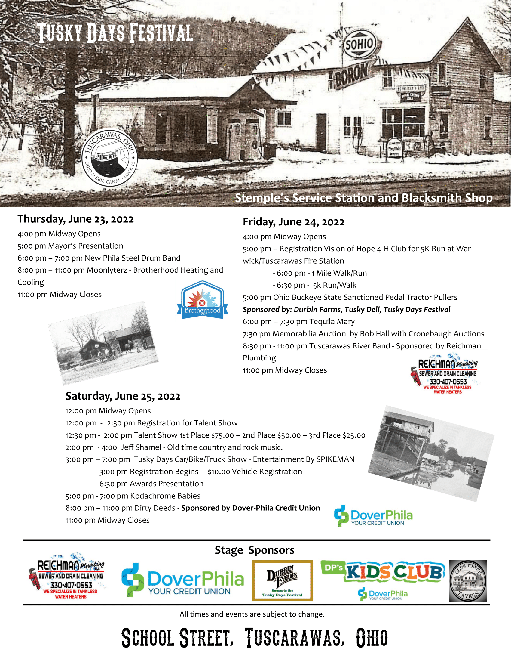 Schedule of Events Tusky Days Festival